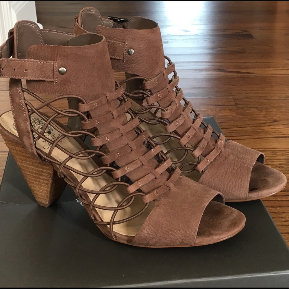 Vince Camuto Evel Leather Heeled Strappy Sandals